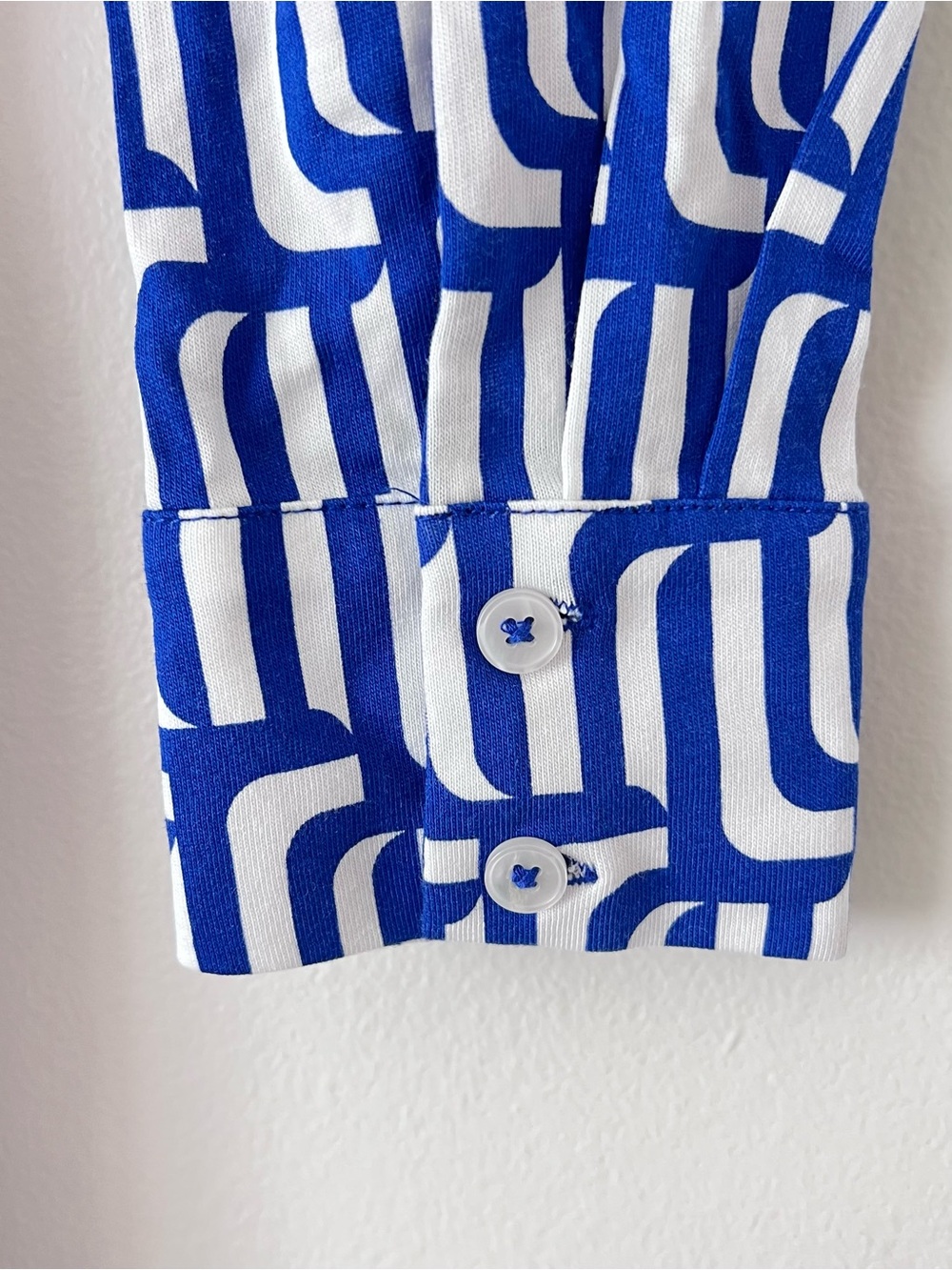 Boden Marcia Jersey Midi Shirt Dress Blue White Geometric Belted US 4R UK 8R - Picture 10 of 12